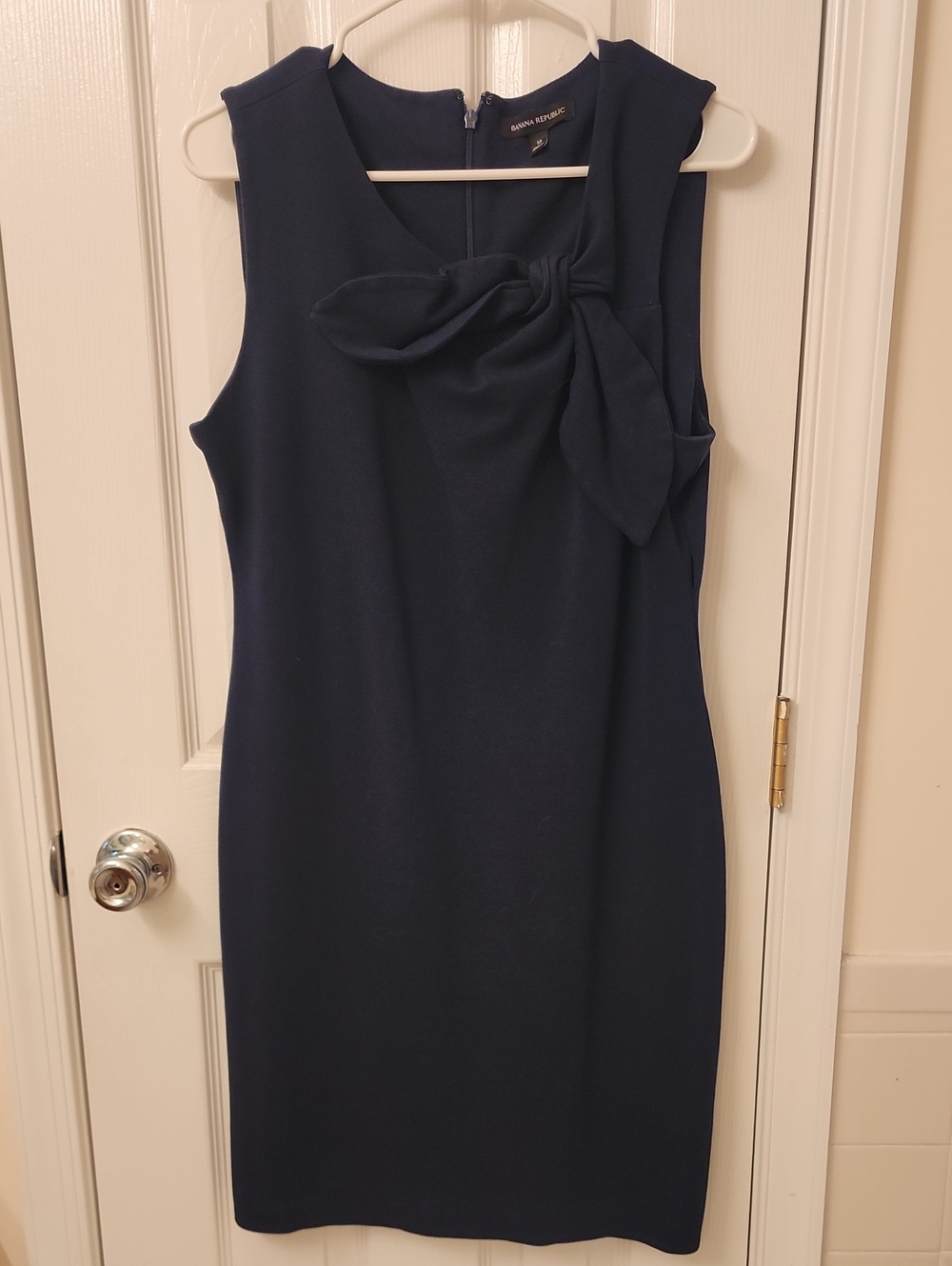 Banana Republic Navy Sleeveless Sheath Dress with Neck Bow
